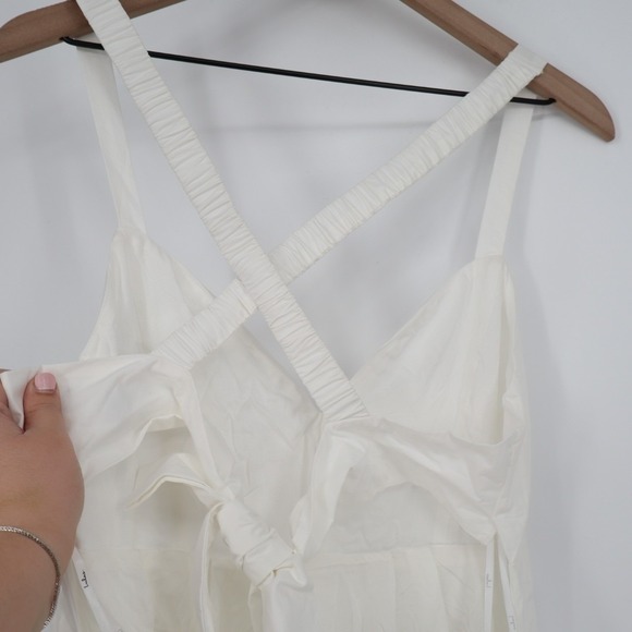 Lulus Strolling Sicily Midi Dress Womens Large White Cotton Pleated Backless - Picture 6 of 9